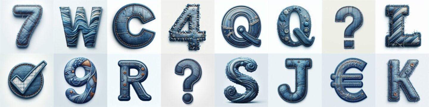 Denim lettering. AI generated illustration