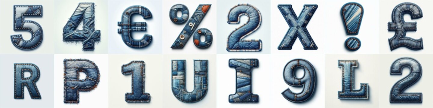 Denim lettering. AI generated illustration