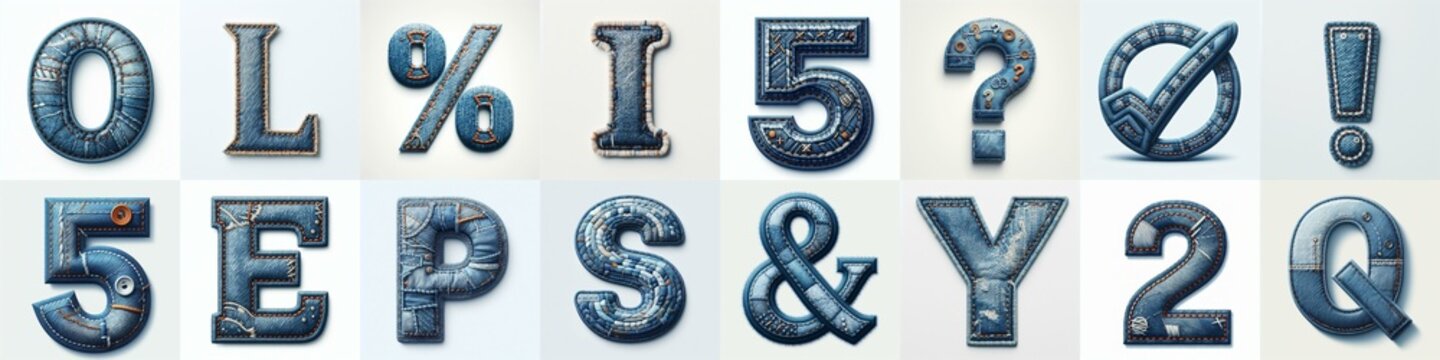Denim lettering. AI generated illustration