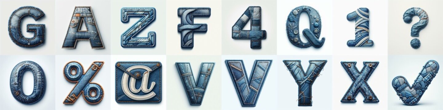 Denim lettering. AI generated illustration