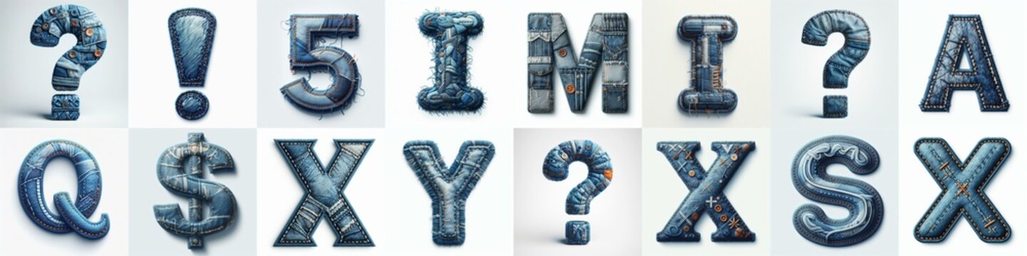 Denim lettering. AI generated illustration