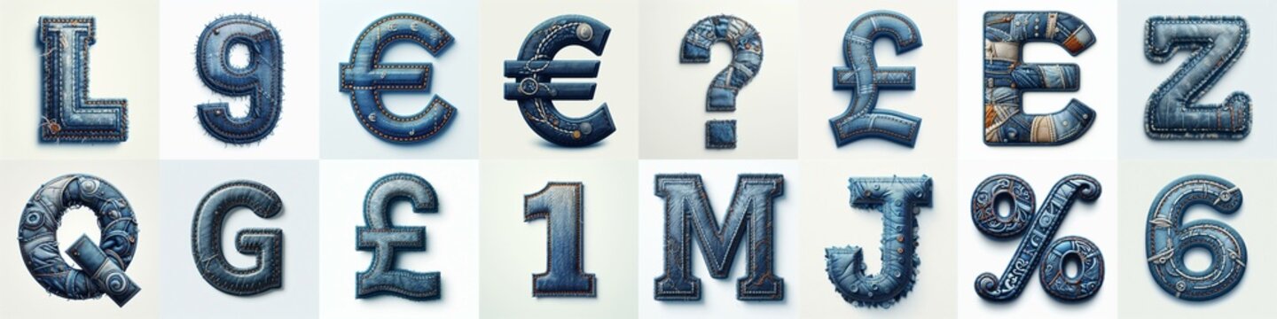 Denim lettering. AI generated illustration