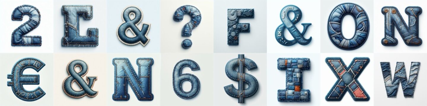 Denim lettering. AI generated illustration