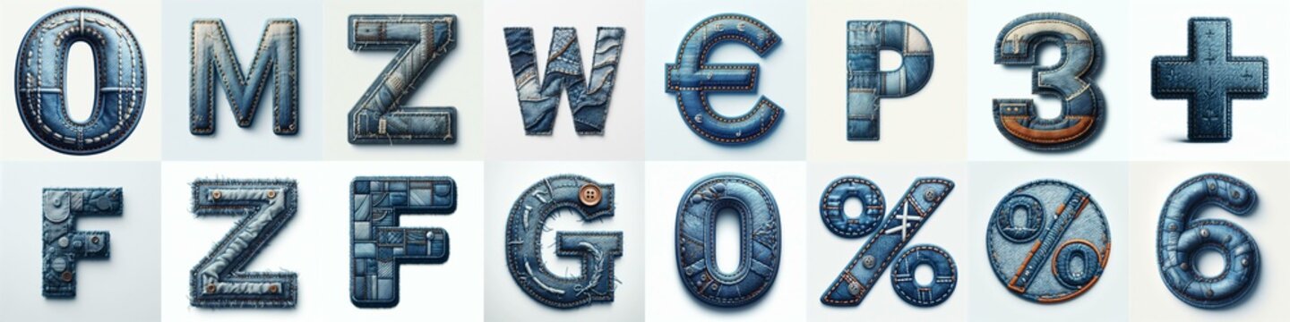 Denim lettering. AI generated illustration