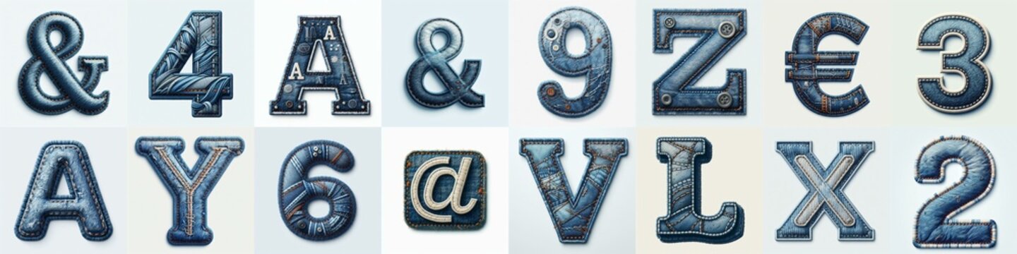Denim lettering. AI generated illustration