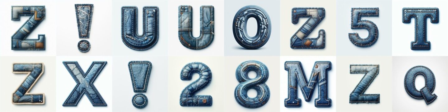 Denim lettering. AI generated illustration