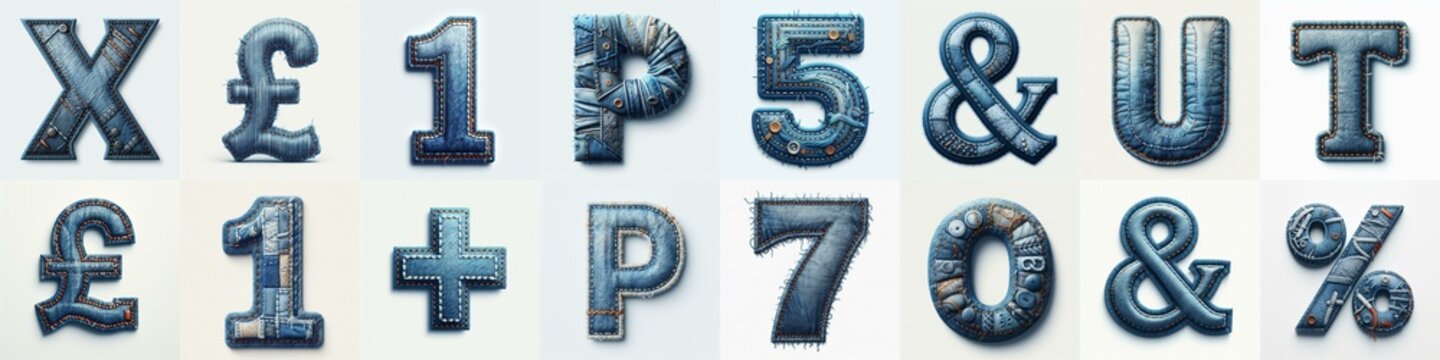 Denim lettering. AI generated illustration