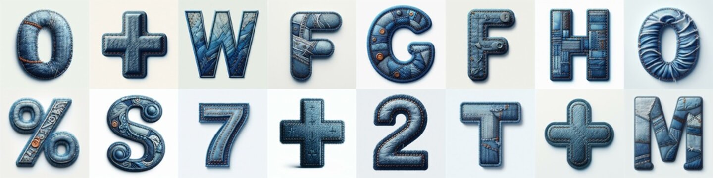 Denim lettering. AI generated illustration