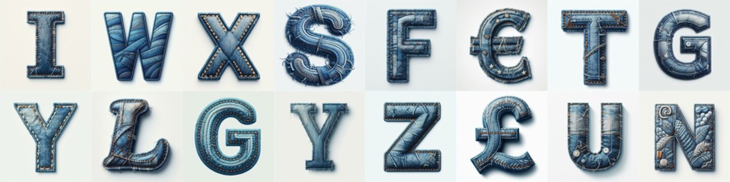 Denim lettering. AI generated illustration