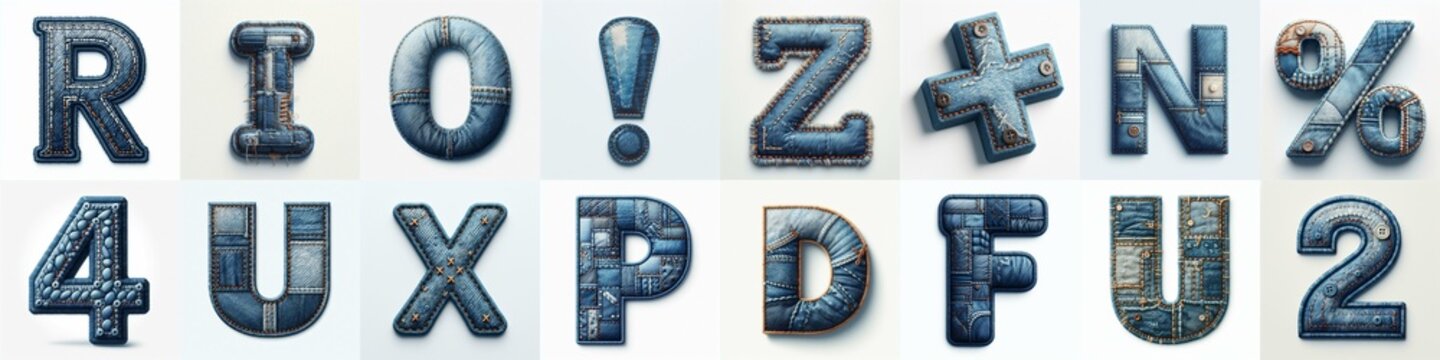 Denim lettering. AI generated illustration