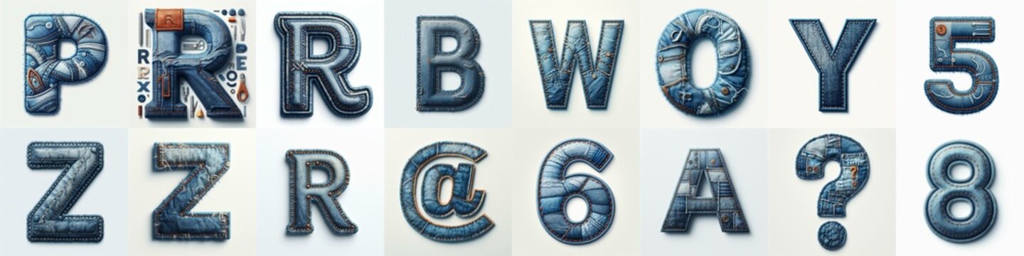 Denim lettering. AI generated illustration