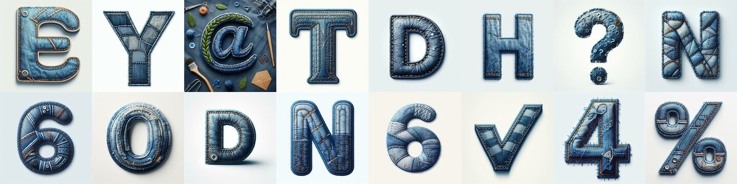 Denim lettering. AI generated illustration