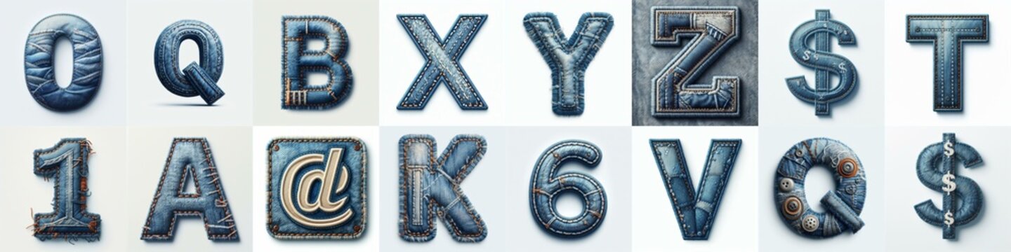 Denim lettering. AI generated illustration