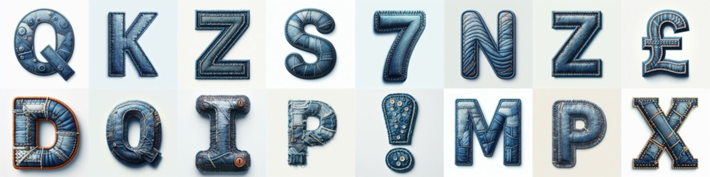 Denim lettering. AI generated illustration