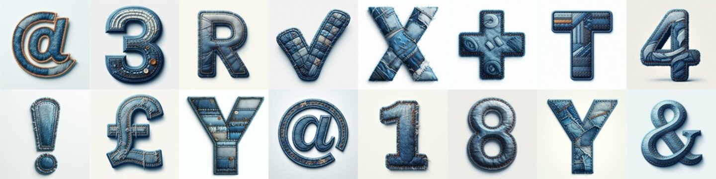 Denim lettering. AI generated illustration