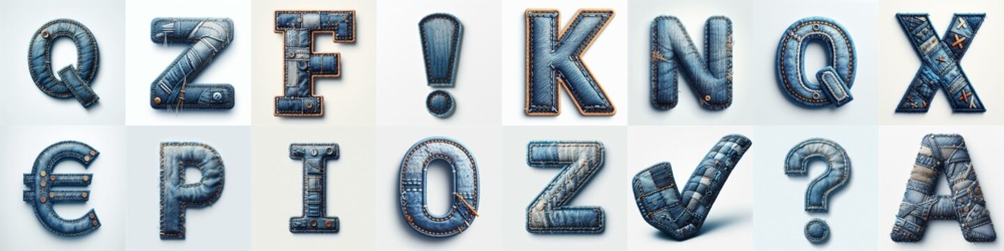 Denim lettering. AI generated illustration
