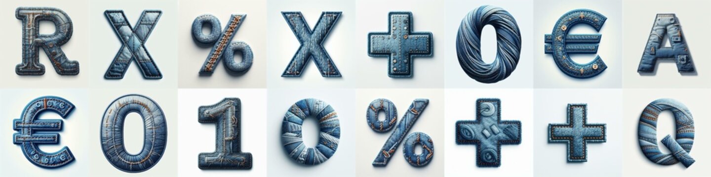 Denim lettering. AI generated illustration