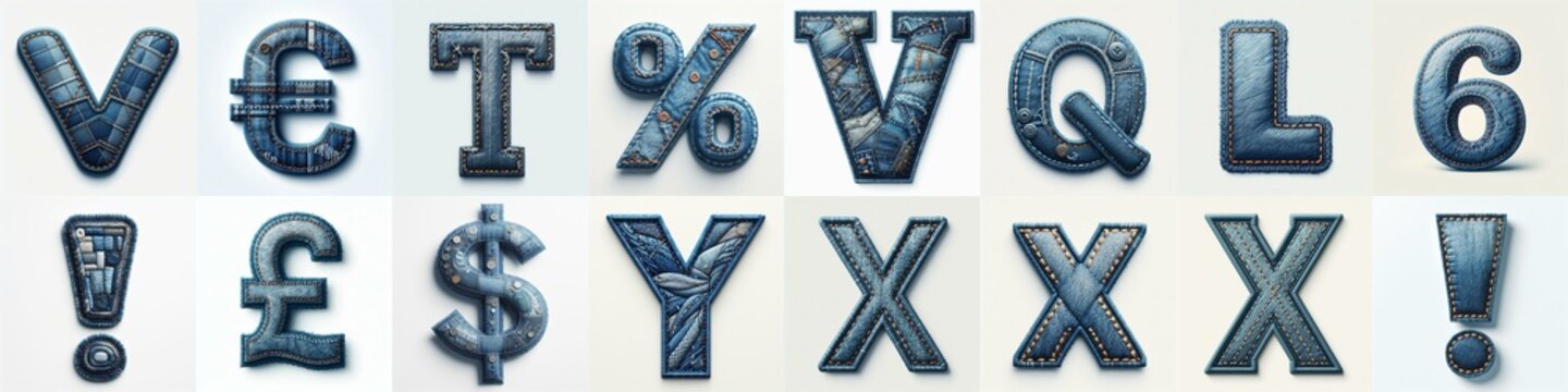 Denim lettering. AI generated illustration