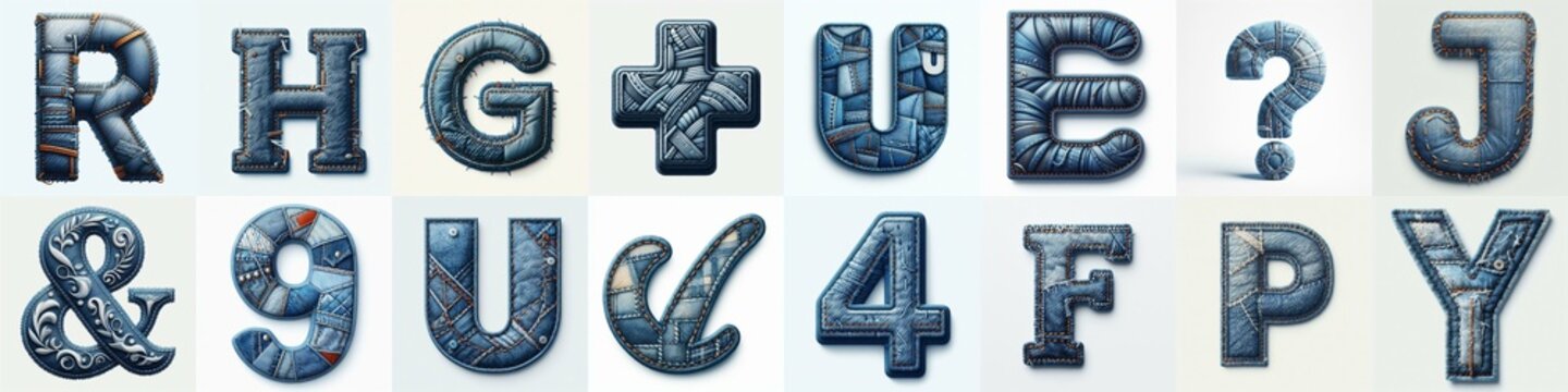 Denim lettering. AI generated illustration