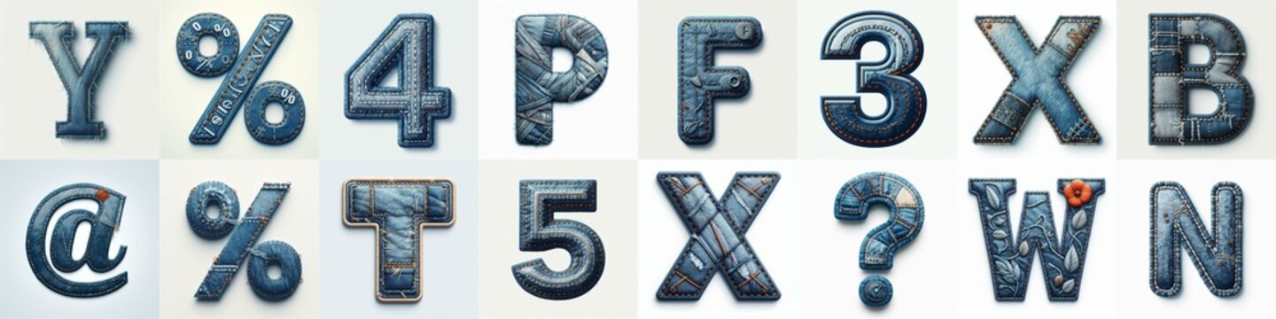 Denim lettering. AI generated illustration