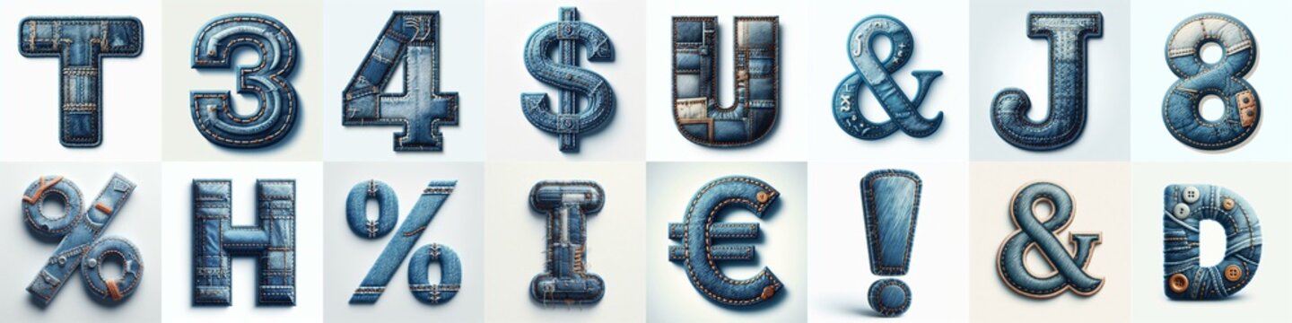 Denim lettering. AI generated illustration