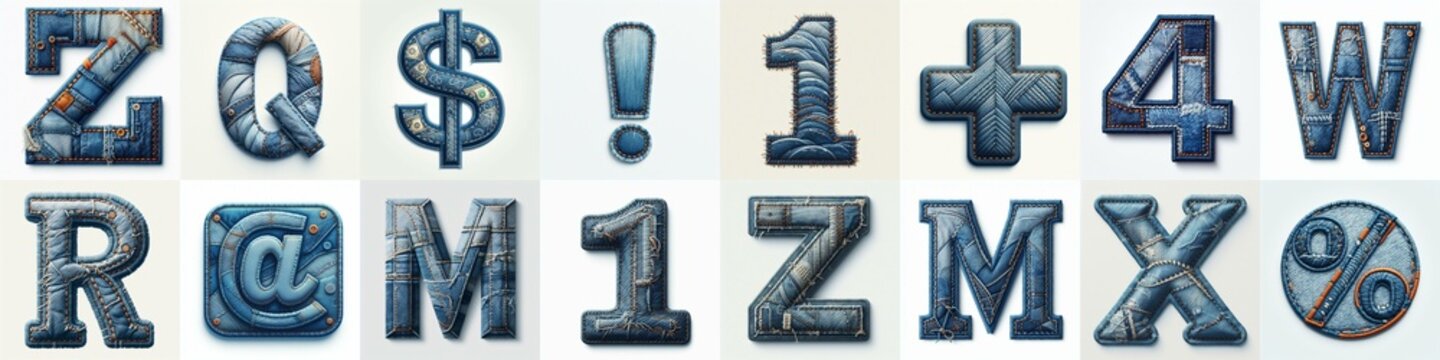 Denim lettering. AI generated illustration