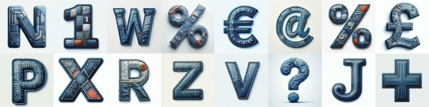 Denim lettering. AI generated illustration