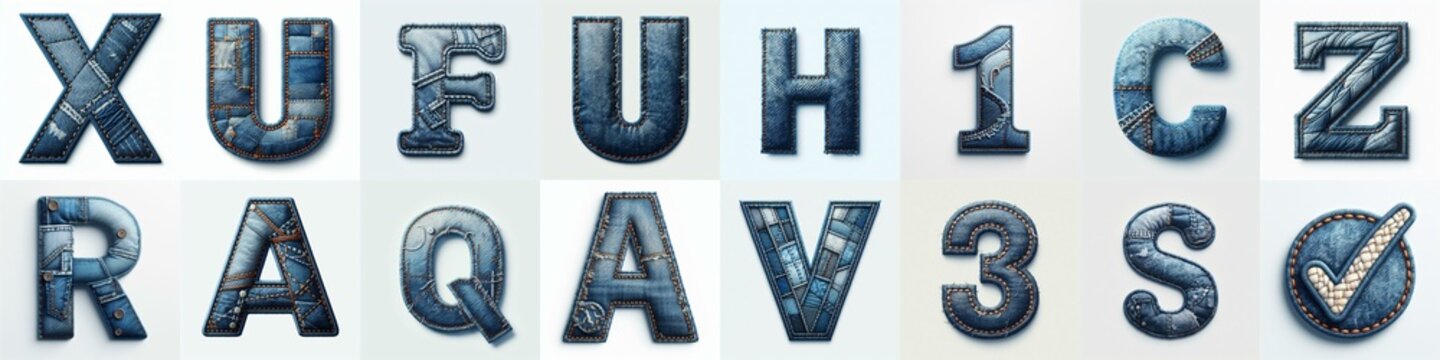 Denim lettering. AI generated illustration