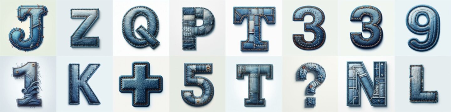 Denim lettering. AI generated illustration