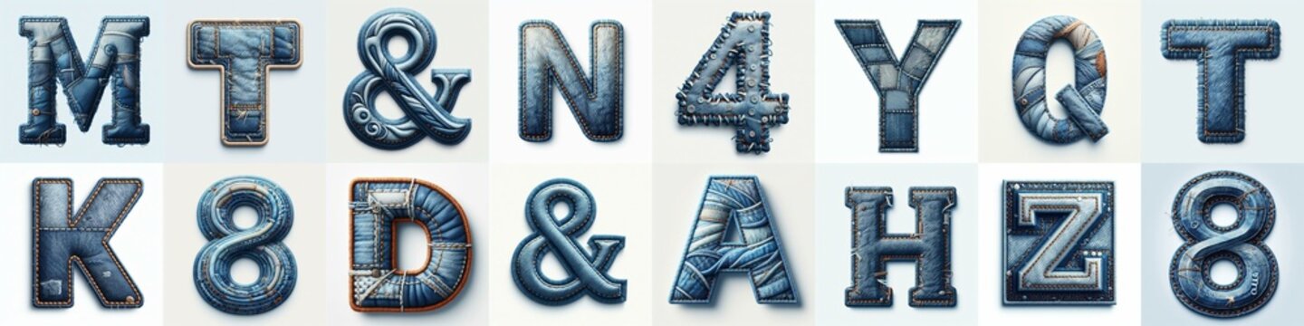 Denim lettering. AI generated illustration