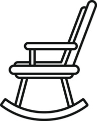 Poster - Home rocking chair icon outline vector. Wooden textile material. House relax