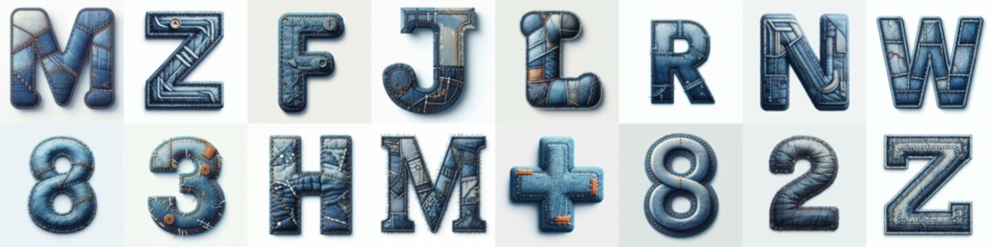 Denim lettering. AI generated illustration