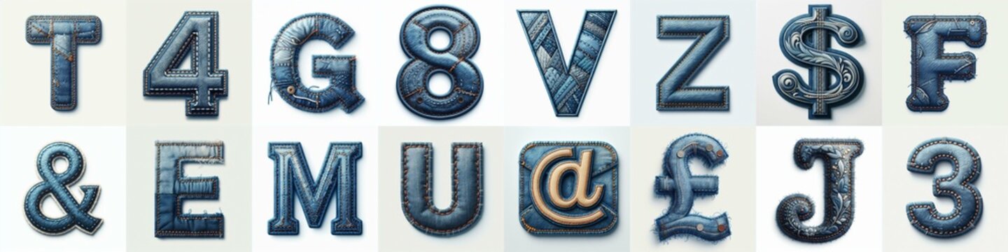 Denim lettering. AI generated illustration