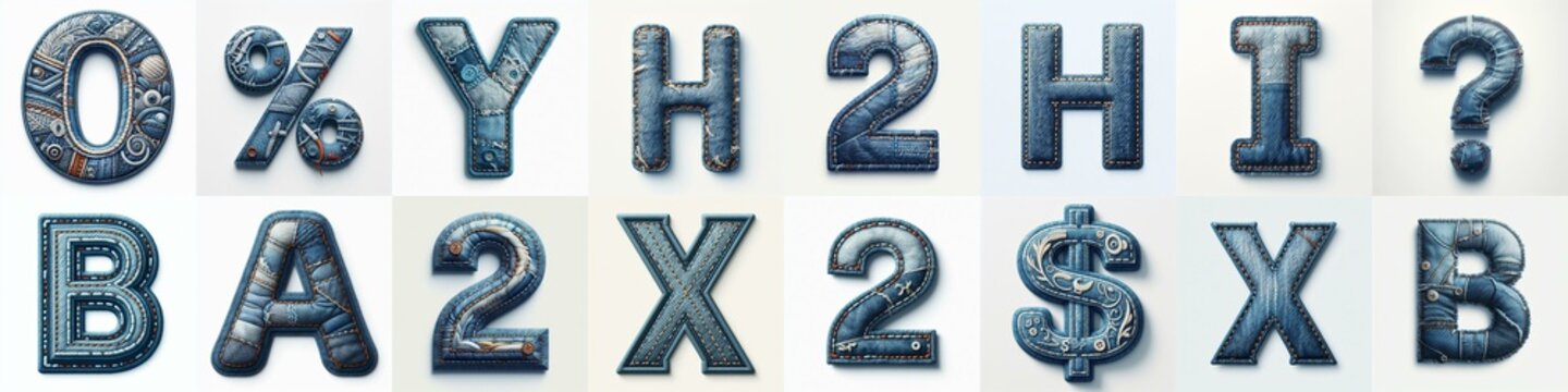 Denim lettering. AI generated illustration