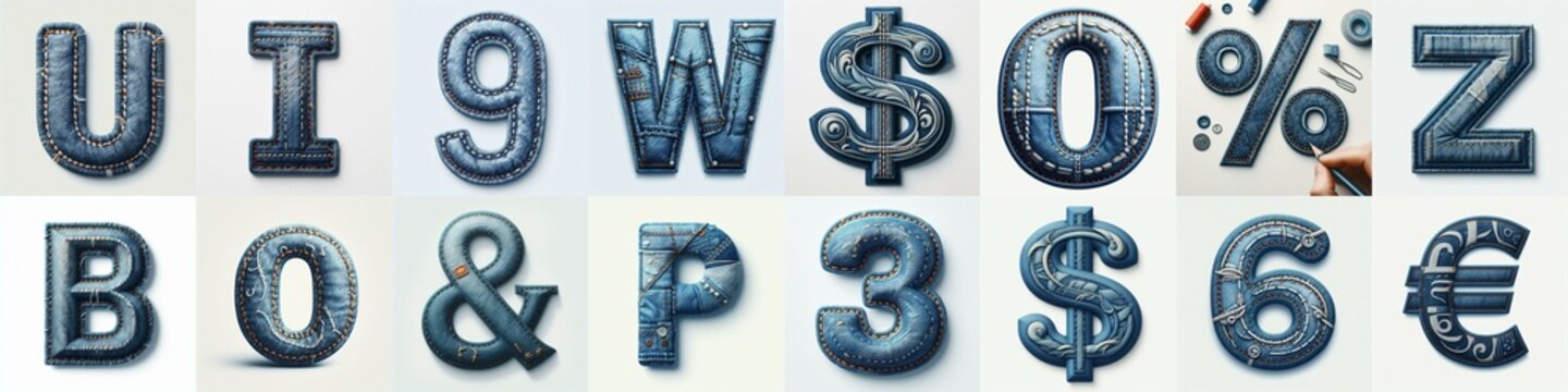 Denim lettering. AI generated illustration