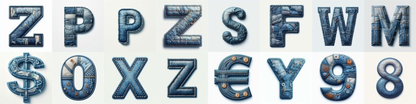 Denim lettering. AI generated illustration