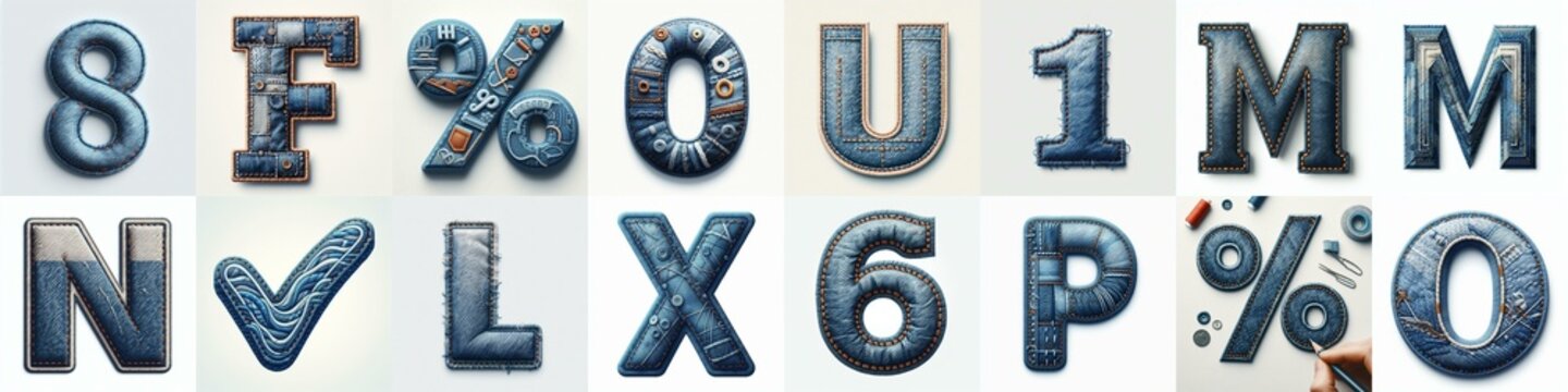 Denim lettering. AI generated illustration