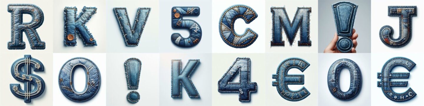 Denim lettering. AI generated illustration