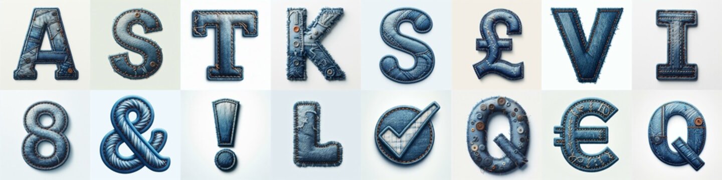 Denim lettering. AI generated illustration