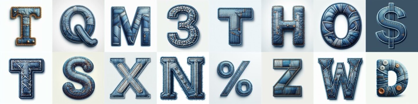 Denim lettering. AI generated illustration