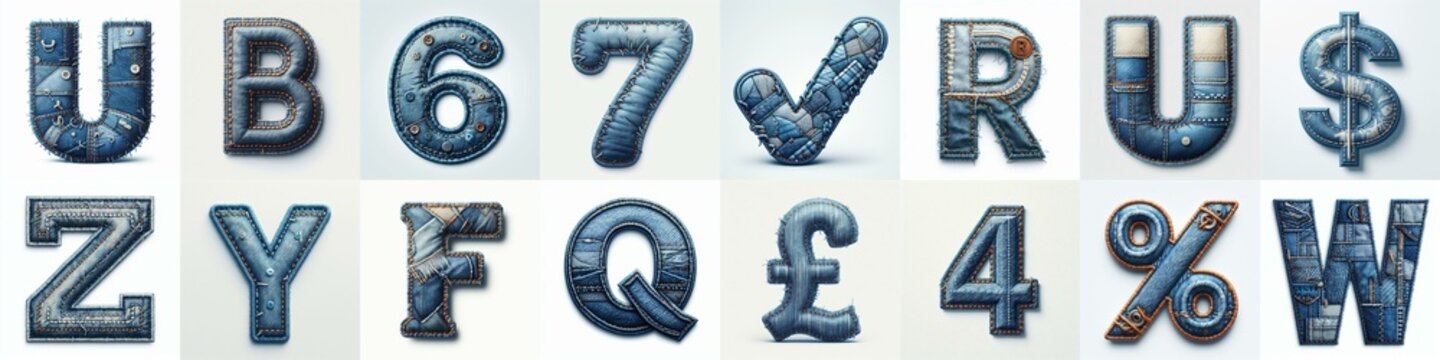 Denim lettering. AI generated illustration
