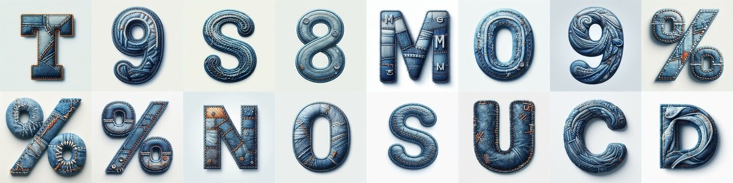 Denim lettering. AI generated illustration