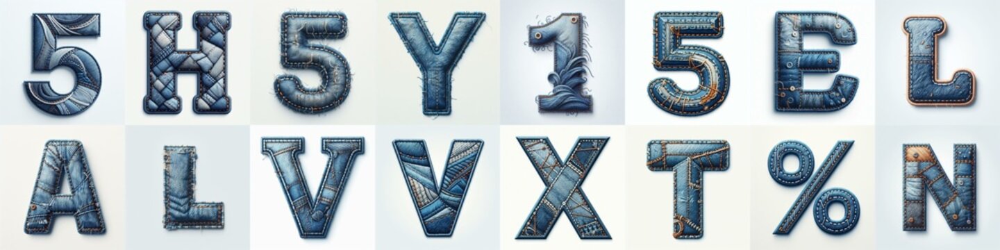Denim lettering. AI generated illustration