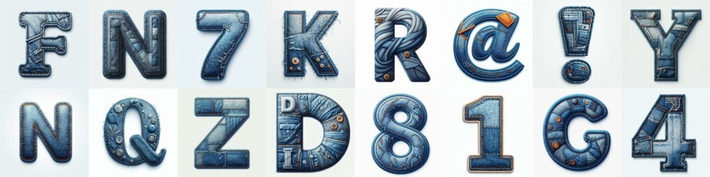 Denim lettering. AI generated illustration