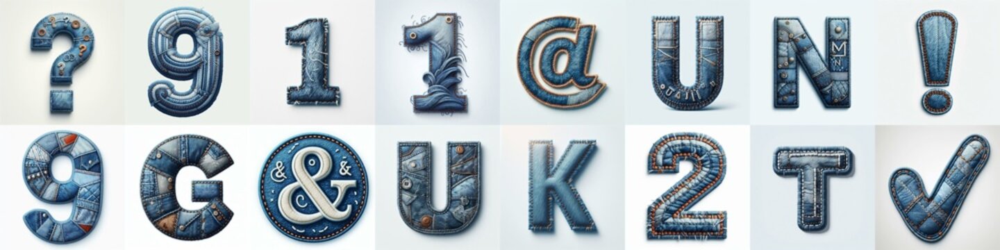 Denim lettering. AI generated illustration