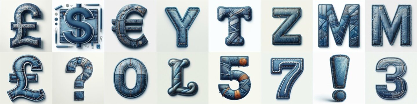 Denim lettering. AI generated illustration