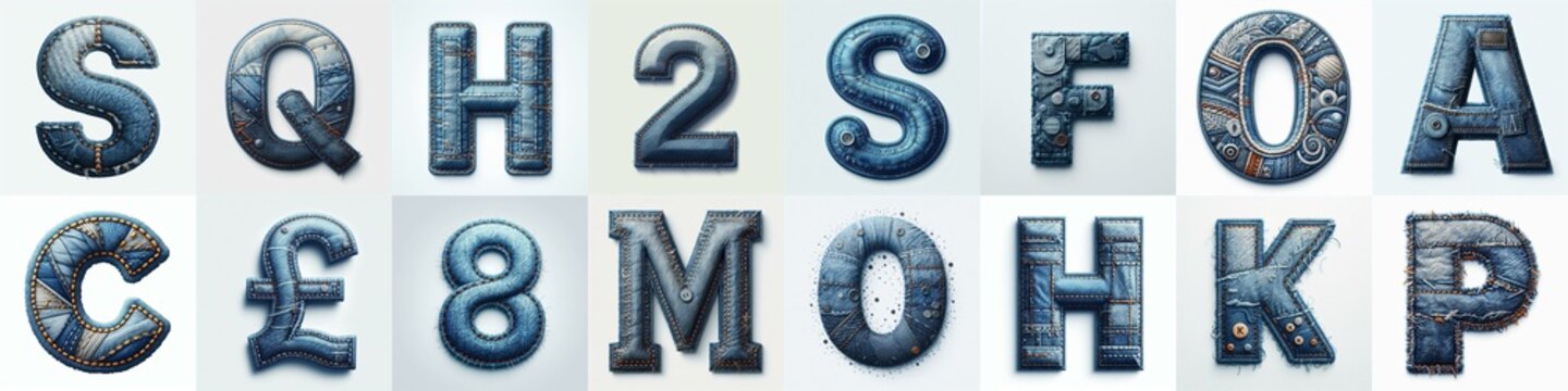 Denim lettering. AI generated illustration