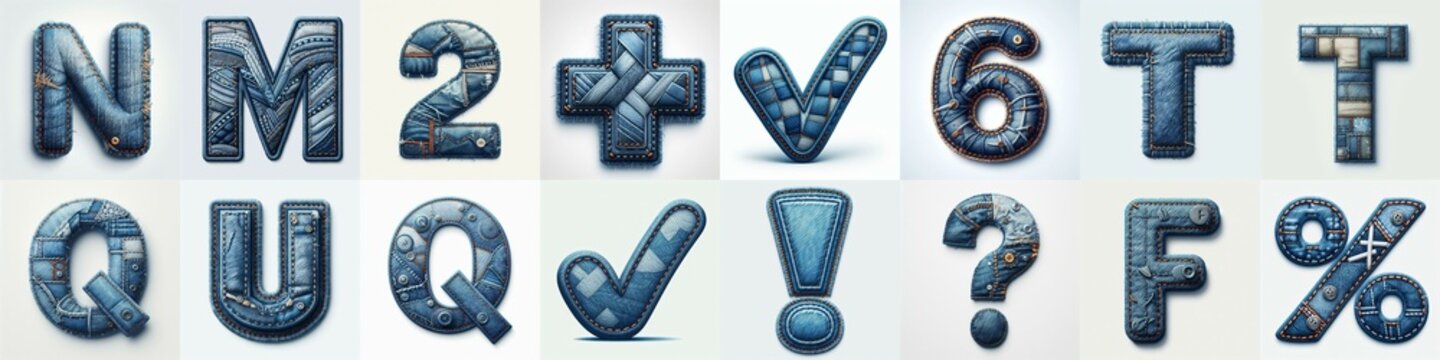 Denim lettering. AI generated illustration