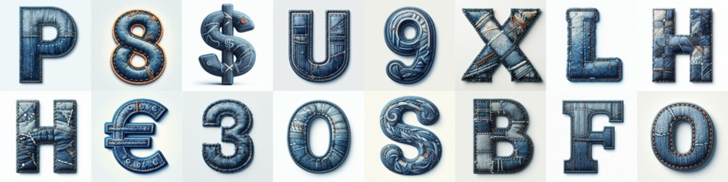 Denim lettering. AI generated illustration