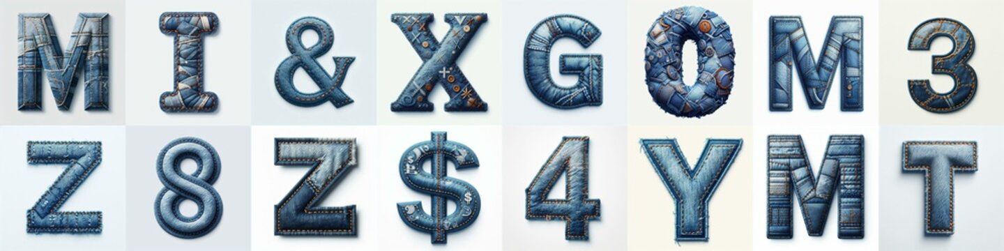 Denim lettering. AI generated illustration